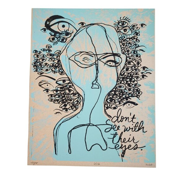 Abstract Art Print Unframed Titled "Dont See With Their Eyes" Soul Boho - Picture 1 of 9